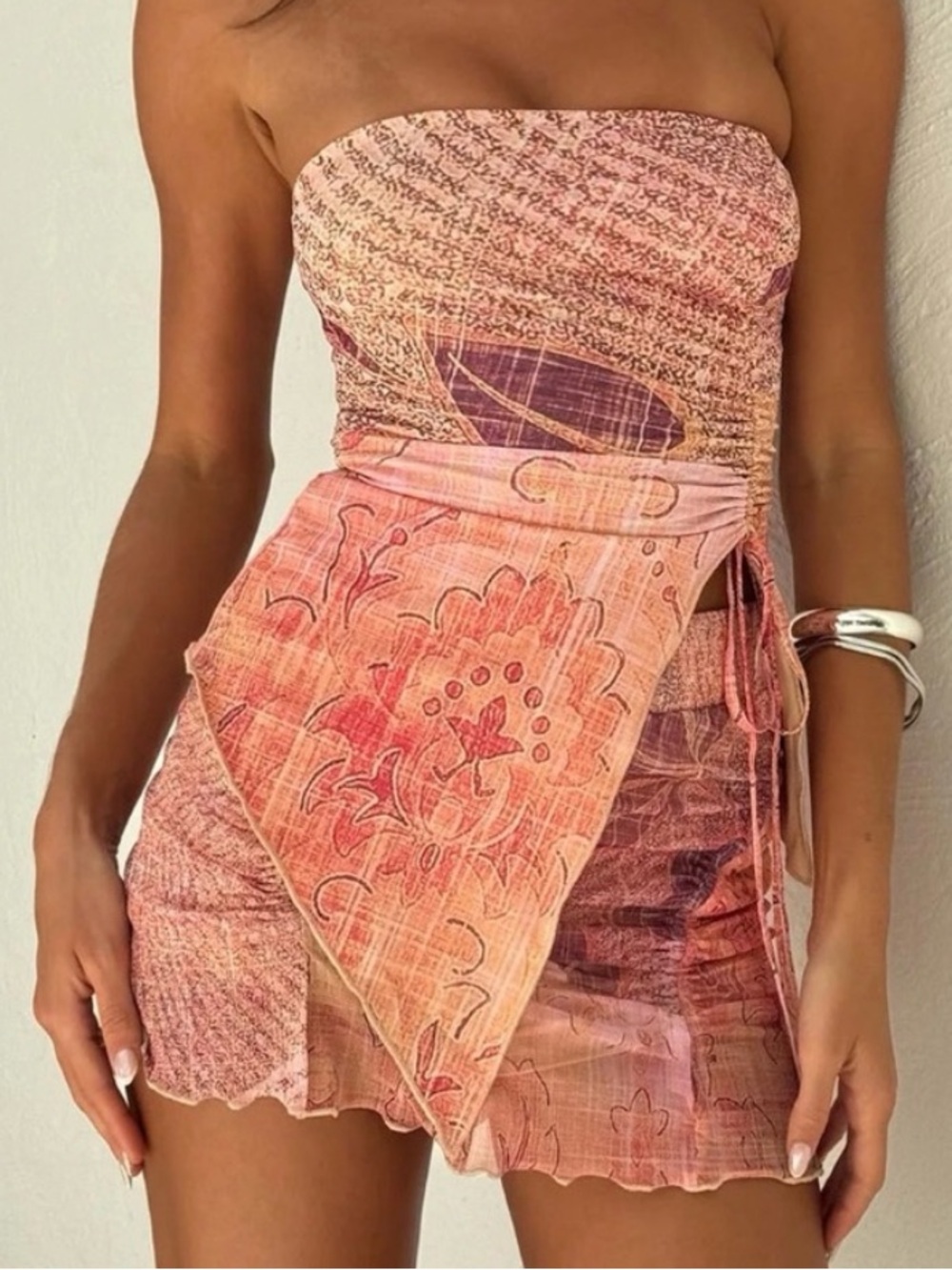 Tiger Mist Skort in Peach and Pink Print